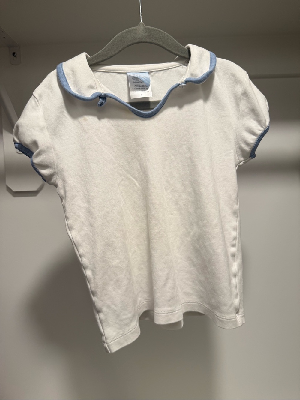 bella bliss White Knit Tee with Light Blue Trim
